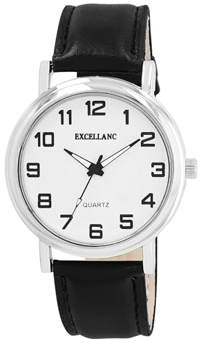 Excellanc Herren Armbanduhr aus Kunstleder in Silber, in Einer Länge von 25.5 cm, Klassisches Design für jeden Mann