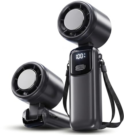 Mini ventilatore ricaricabile portatile con interfaccia USB-C, 100 velocità regolabili, 2400mAh - silenzioso motore senza spazzole a 6 ali adatto per ufficio, viaggio e uso domestico