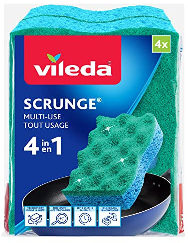 Vileda Multi-Use No Scratch Scrunge Scrub Sponge (Pack of 4)