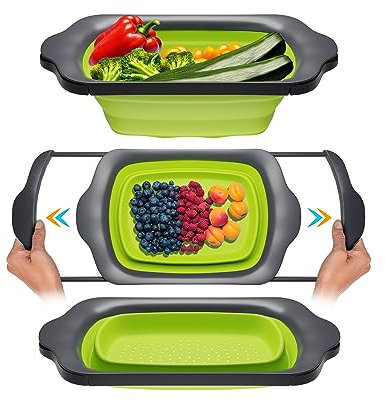 Comfify CM201523 Colander with Handles, Silicone, Green