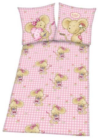 STEINBECK LILLEBI Kleinkinder Kinder Bettwäsche 40 x 60 cm + 100 x 135 cm Rosa Lizenzbettwäsche