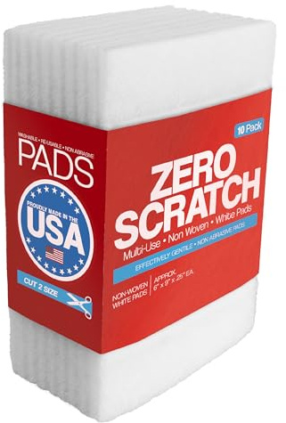 10 Pack of 6 x 9 White Non Scratch Non-Woven Pads for Buffing Cleaning Polishing and Multi Purpose Use in Your Home Workshop or DIY Garage Shop