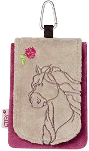 NICI 36905 - Handytäschchen Pferd, 13.5 x 9 cm, graubeige