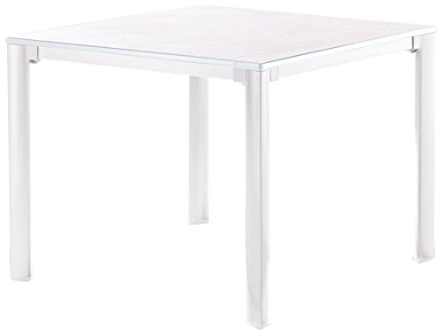 Sieger 1740-40 KT Exclusiv-Tisch mit Puroplan-Platte, 95 x 95 cm, Gestell Aluminium und Tischplatte Marmordekor, weiß