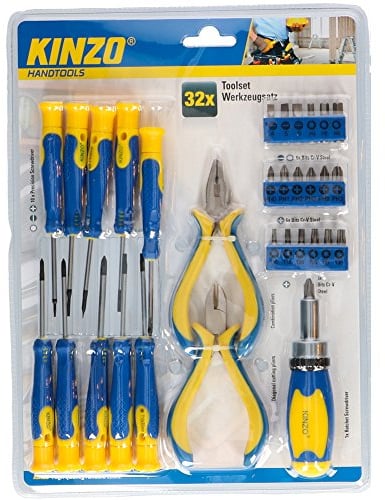 Kinzo Set Schraubendreher Zange 18 Bits 32 Stück Stahl-vanadium Werkzeug DIY