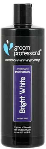 GROOM PROFESSIONAL Bright White Hundeshampoo Weißes Fell - Tiefenreinigendes Shampoo für Hunde - Hellt Weißes Fell Auf - Aufhellendes Shampoo - Entfernt Flecken und Gerüche, 450ml