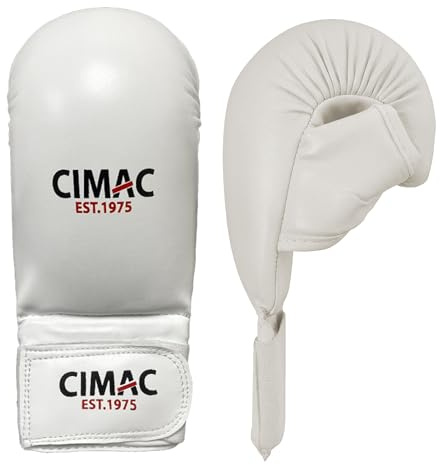 CIMAC Competition Karate Mitts with Thumb - Child, White - Protects Your Hands During Training and Sparring, Lightweight & Durable, with Injection-Moulded Foam Padding