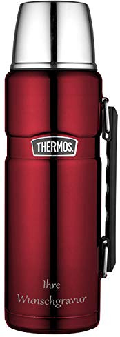 Thermos Isolierflasche 'King' – 1,2 L rot, mit Wunschgravur