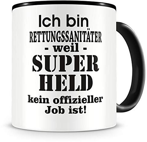 Samunshi® Rettungssanitäter Tasse mit Spruch Geschenk für Rettungssanitäter Mann Frau Kaffeetasse groß Lustige Tassen zum Geburtstag schwarz 300m