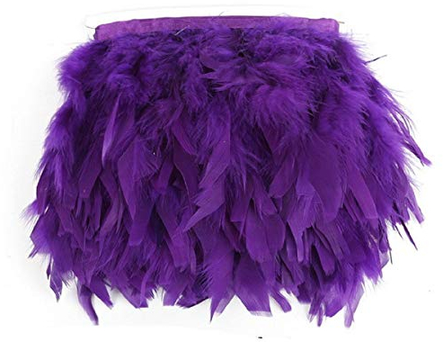 Yalulu 2 Meter Feder Fringe Trim Gürtel Federborte Band Federbesatz Federfranse Nähen Kostüm Deko (Lila)