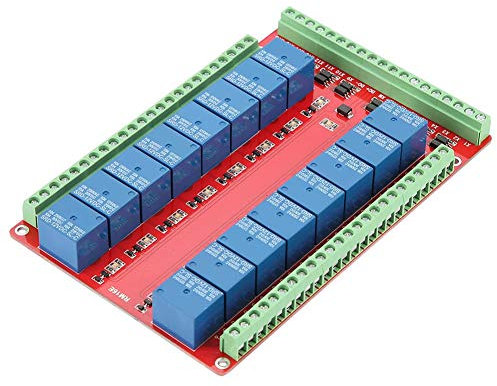 Módulo de relé de 16 canales, DC 5/12 / 24V 5 mA Placa de interfaz, Optoacoplador aislado bidireccional de pequeño tamaño Resistor de corriente finita incorporado(DC24V)…