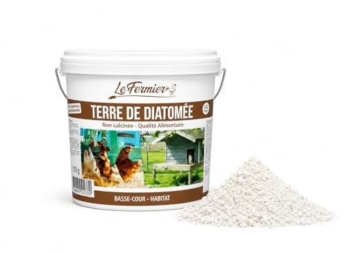 LE FERMIER Kieselgur für Hühner, 370 g – gegen rote Läuse & Flöhe & Parasiten – 100 % natürlich – reinigt den Hühnerstall – sicher für Eier