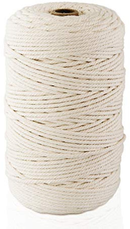 Ipow Baumwollgarn Makramee Garn Baumwollschnur 100% Baumwolle für DIY Handwerk Basteln, Wandbehang, Pflanzenaufhänger, Traumfänger, Böhmen Hochzeit Dekorationen (3mm, 200M) Natur