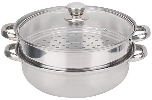 MAGT Dampfgarer, Edelstahl Dampftopf 27Cm 2 Lagen Dampfgarer Topf Doppelkocher Suppe Dampftopf Ein Poröses Design Kartoffeldämpfer Kochgeschirr