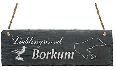Schiefertafel LIEBLINGSINSEL BORKUM - 22 x 8 cm