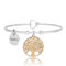 SAGA GIOIELLI® BRACCIALE RIGIDO DONNA FRASI PENSIERI PAROLE EMOZIONALE INCISIONE ACCIAIO CUORE ROSE' (Albero della vita)