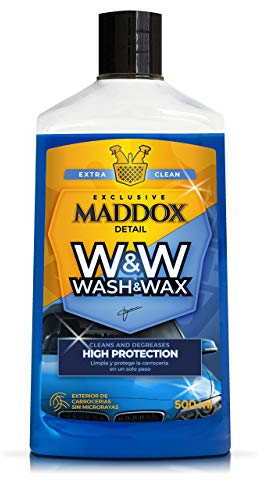 Maddox Detail - Champú coche | Limpieza Coche Exterior Profunda sin Agua | Protección y Brillo con Cera Carnauba Coche | Hidratador Neumáticos y Plásticos | Cuidado Integral | Wash & Wax 500 ml