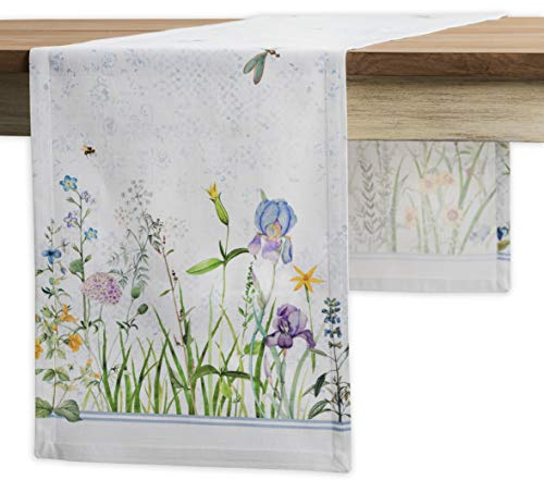 Maison d' Hermine Tischläufer 50cm x 150cm 100% Baumwolle, dekorativer, waschbarer Oster-Tischläufer für Küche, Party, Hochzeit, Restaurant und Camping, Fleurs De Mai – Frühling/Sommer