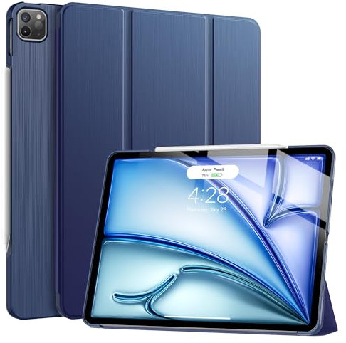 Soke Case for iPad Pro 12.9 2021 (iPad 5th Generation), Ultra Slim Lightweight Trifold Protective Case, Magnetic Smart Cover Support Auto Sleep/Wake + Wireless Charging for iPad Pro 12.9, Navy