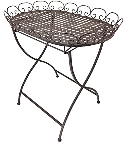 Stehtablett Beistelltisch aus Metall – Tisch klappbar für Indoor und Outdoor 'Calla' braun