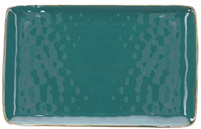 Rechteckiger Teller Steingut Servierplatte Servierteller CONCERTO OTTANIO Türkis 20x13cm
