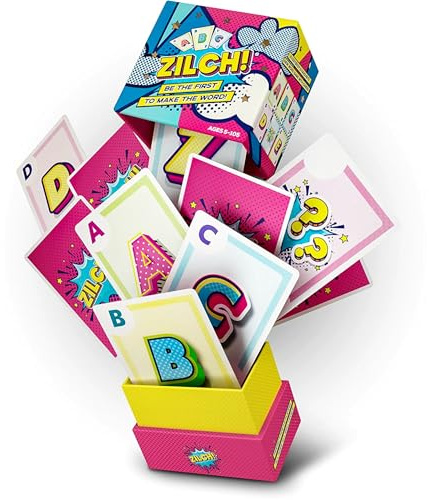 ZILCH! Wortmachendes Kartenspiel, Wörter denken, Spaß, schnell und fesselnd, Kinder, Erwachsene, Paare, Urlaub, Familienspiele, 102 Karten, 2–6 Spieler, 15 Minuten Spielzeit
