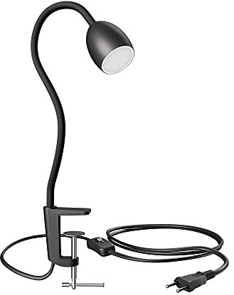 ledscom.de GU10 Klemmleuchte KLUK mit Schwanenhals, schwarz inkl. GU10, 3-Stufen-dimmbar, weiß, W