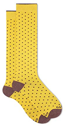 Gallo - Calze Lunghe Uomo Cotone Mostarda Fantasia Pois