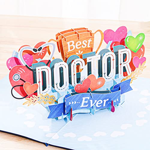 Liif 3D-Grußkarte mit Aufschrift Thank You Doctor, Dankeskarte für Arzt, Krankenschwester, Rettungskräfte, Gesundheitsarbeiter, Ärzte, Wertschätzungsgeschenke, mit Nachricht und Umschlag, Größe 17,8