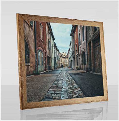 Orion Deluxe Bilderrahmen Posterrahmen 98x37,5 cm Puzzlerahmen Sonoma Eiche Dekor Antireflex Kunstglas Hintergrund Weiss