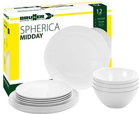 Brunner 0830148N.C7T Set Stoviglie da Campeggio per 4 Persone, Midday Spherica, 12 Pezzi