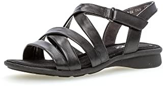 Gabor Femme Sandales, Dame Sandale à lanières,Sandale,Chaussure d'été,Sandale d'été,Confortable,Plate,Noir (Schwarz),39 EU / 6 UK