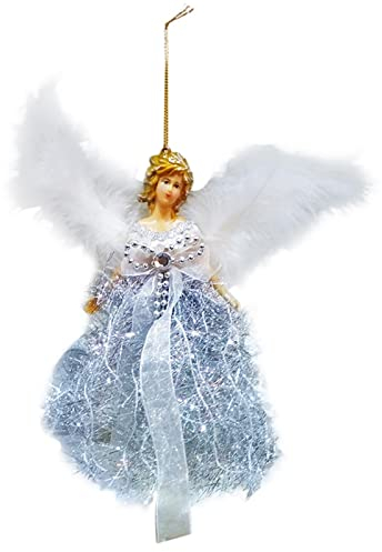 Luckxing Engel Weihnachtsbaumspitze 22cm Engel Puppe Christbaumspitze Weihnachtsbaum Engel Spitze Baumspitze Weihnachtsengel Anhänger Engel Baumspitze Mit Flügeln Weihnachtsbaum Ornamente