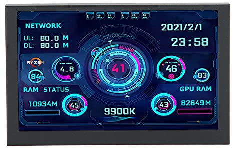 ciciglow 5in IPS PC Sensor Panel Display,PC Temperature Display AIDA64 PC CPU RAM Data Monitor,USB TYPE C PC Sensor Panel Display Computer Temp Monitor,for AIDA64 Temperature Display