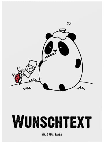 Mr. & Mrs. Panda Karte mit Namen Panda Gute Besserung - Personalisierte Geschenke, Postkarte, postkarten, personalisiert, Grußkarte