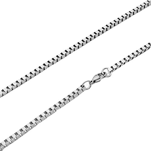 Kette Edelstahl Silber, Halskette Männer Box Lobster-Claw Kette Herren Vintage Lange 55CM Accessoires Schmuck Geschenke für Freund