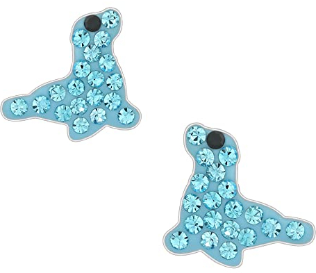 FIVE-D Kinder Ohrringe Delfin aus Kristall 925 Sterling Silber (Seehund)