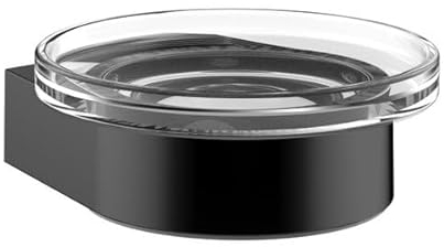 emco Flow Seifenhalter Schwarz Schale verchromt Wandmontage zum Schrauben Kristallglas für Seife