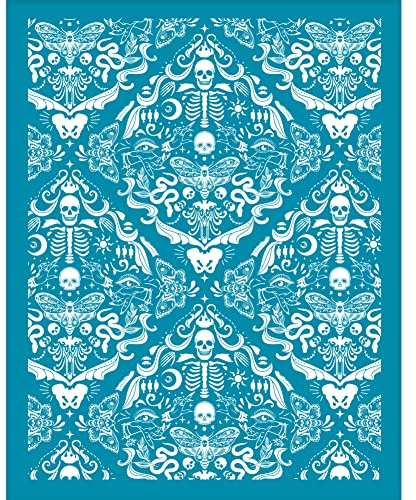 OLYCRAFT 10x12.7 cm Schädel Brokat Ton Schablonen Totenkopf Siebdruck Schablone Nicht Klebend Vintage Muster Ton Siebdruck Wiederverwendbar Mesh Transfer Für Polymer Ton Schmuck Halsketten