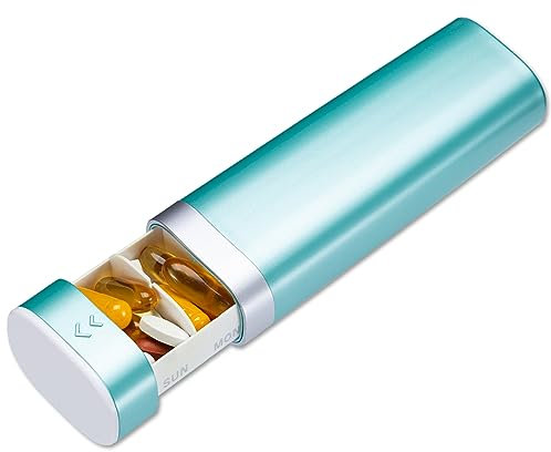 Tablettenbox 7 Tage, Betife BPA Frei Tägliche Pillendose, Wöchentliche Reise Medikamentenbox, Pillenbox für Vitamine, Medikamente, Pillen, Nahrungsergänzungsmittel (Grün)