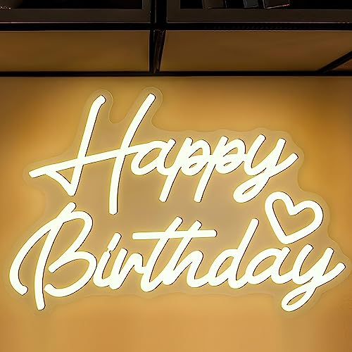 Lotvic Letrero de neón de feliz cumpleaños, luz de neón, LED neón, cartel de feliz cumpleaños, con alimentación USB, luz LED de feliz cumpleaños, decoración de neón para fiestas de cumpleaños,
