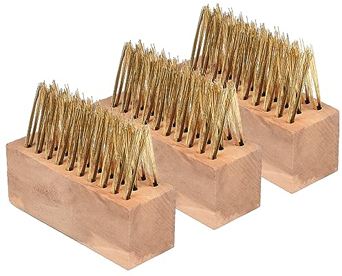MFUOE 3 Pieces Weed Wire Brush Garden Patio Weed Brush Tools Heavy Duty Steel Wire Broom for Remove Weeds Moss Build-Up