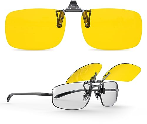 Goiteia Polarised Flip up Clip on Night Driving Glasses Anti Headlight Glare for Men Women,Effectively Minimize Glare from Oncoming Headlights,High Definition Vision