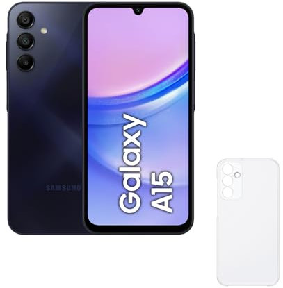 Samsung Galaxy A15 128 GB con Funda - Teléfono Móvil LTE, Smartphone Android, Carga Rápida, Con 4 GB de RAM, Color Negro (Versión Española)
