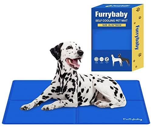 furrybaby Dog Cooling Mat, Pet Bed Self-Cooling Pad Cool Gel Bed Large Dog Pads Mats, No Need to Refrigerate or Freeze, Apply Indoors Outdoors Car(Blue 80x96cm)