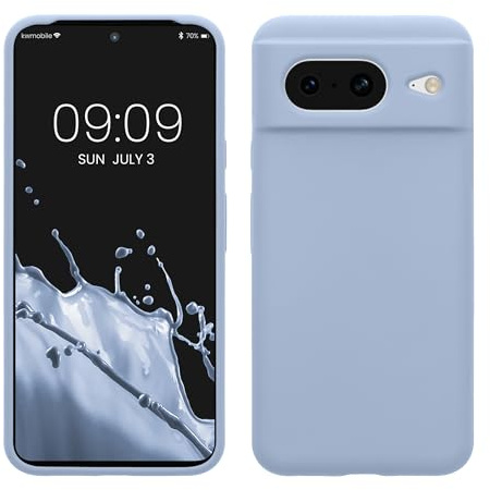 kwmobile Handyhülle für Google Pixel 8 Hülle, für Pixel 8 Case - Hülle Silikon - kabelloses Laden - Hellblau matt