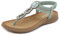 Meik Mangni Mujer Sandalias Planas Verano Bohemio Sandalias de Playa Punta Abierta Clip Toe Pisos Cómodo Casual Zapatos A Verde 38 EU