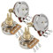 FLEOR Long Brass Shaft Control Pots A250K+B250K Potentiometers Set 24 Spline Split Shaft D3/8 for Electric Guitar Control Volume Tone (Set of 6A6B)