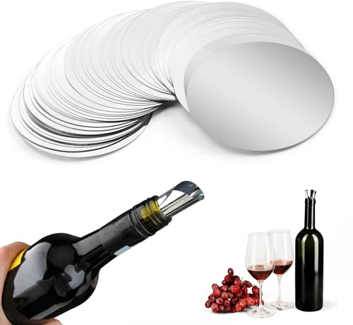50 Pezzi Salvagoccia Vino, Salvagoccia Bottiglia di Vino in Alluminio, Dischi Salvagoccia per Bottiglie di Vino e Olio, Wine Pourer Senza Gocciolamenti, Ideali per Uso Domestico e Professionale