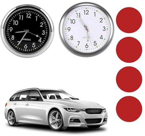 Car Clock,Mini Auto Uhr,Mini Fahrzeug Armaturenbrett Uhr für Auto,Leuchtende Quarz-Autouhr mit Klebepad,Car Dashboard Uhr,Mini Auto Armaturenbrett Uhr für Auto Innendekoration,2-Stück